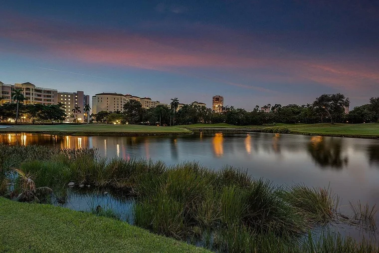 Lake view at sunset - 464 Addison Park Lane, Boca Raton