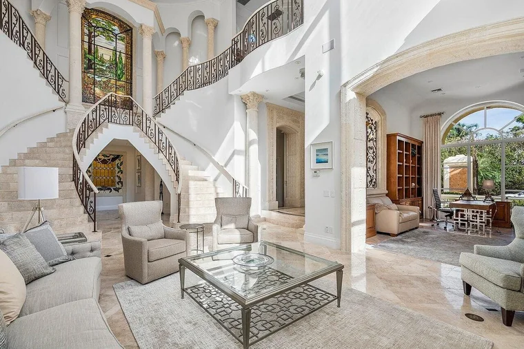 Living room and staircase - 464 Addison Park Lane, Boca Raton