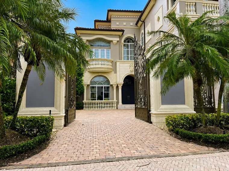 Mediterranean estate entry, South Florida